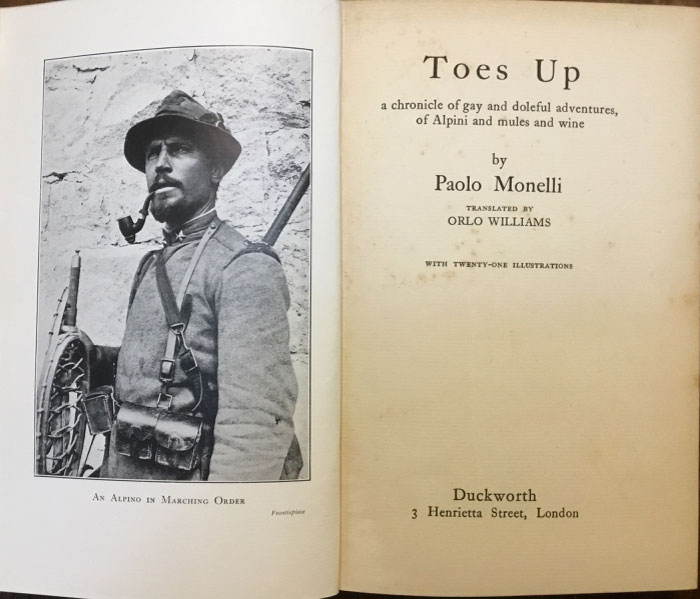 Toes up a chronicle of gay and doleful adventures of Alpini and mules and wine